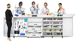 Laboratorio modular avanzado para biología diseñado para catedráticos, ideal para enseñanza y experimentos científicos en aula y campo