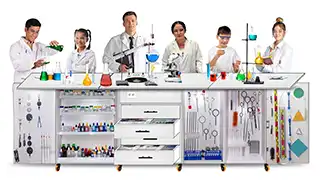 Contenido laboratorio didáctico integrado básico Texto Alternativo: Laboratorios para colegios: Explore nuestros modelos para primaria, secundaria y media. ¡Descubra la solución ideal para cada etapa!