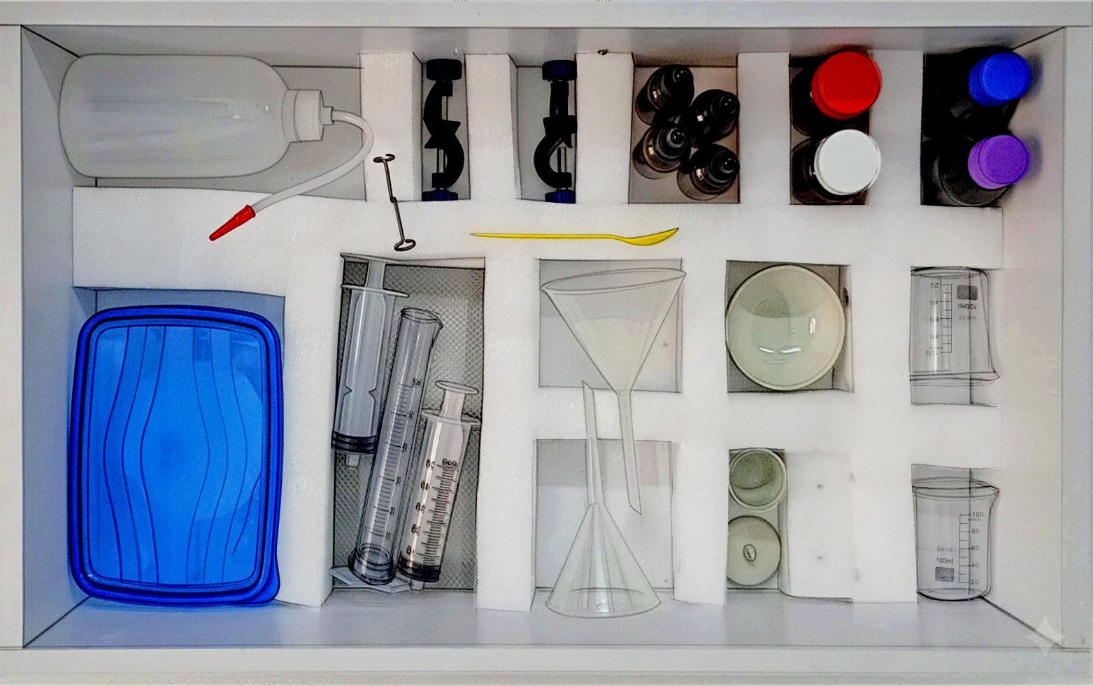 Bandeja 2 Laboratorio escolar química básico