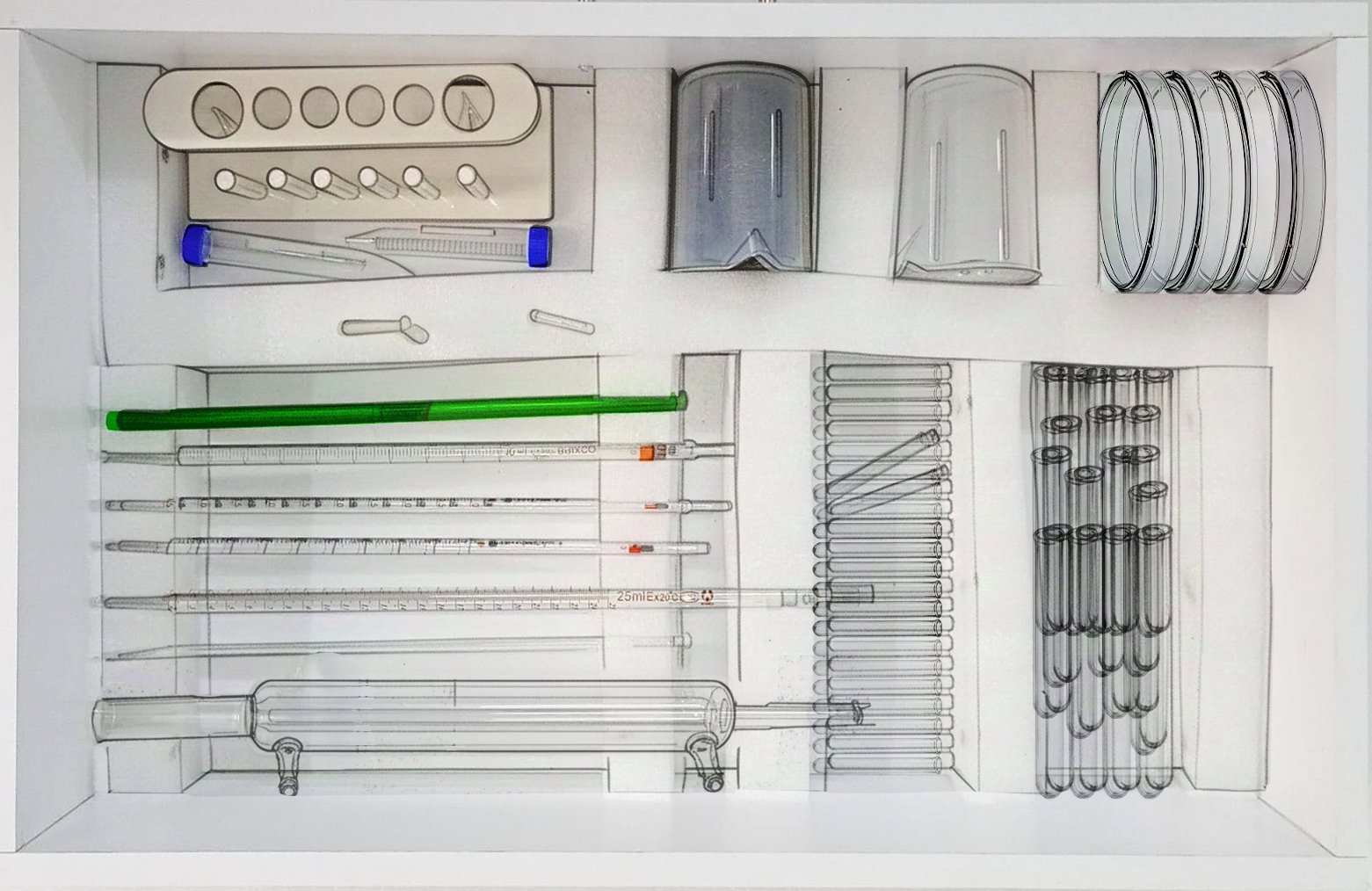 Bandeja 3 Laboratorio escolar química básico