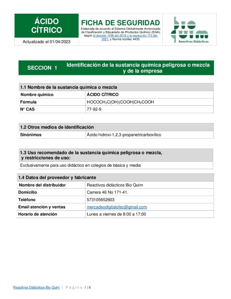 thumbnail of ÁCIDO CÍTRICO Anhidro