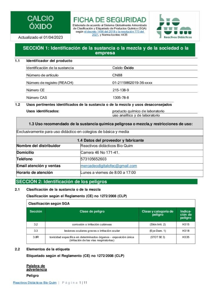 thumbnail of CALCIO-ÓXIDO n-