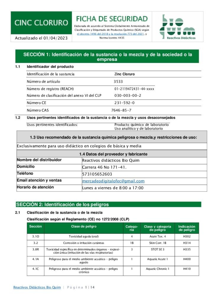 thumbnail of CINC CLORURO