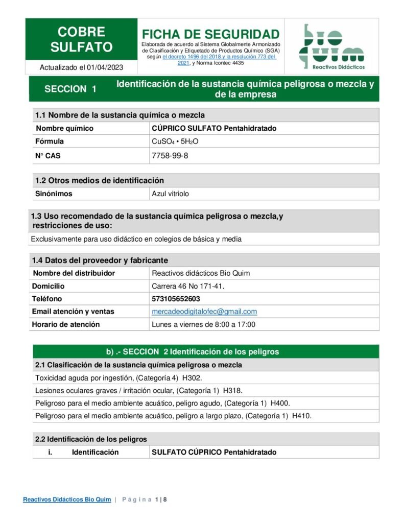 thumbnail of COBRE SULFATO PENTA HIDRATADO