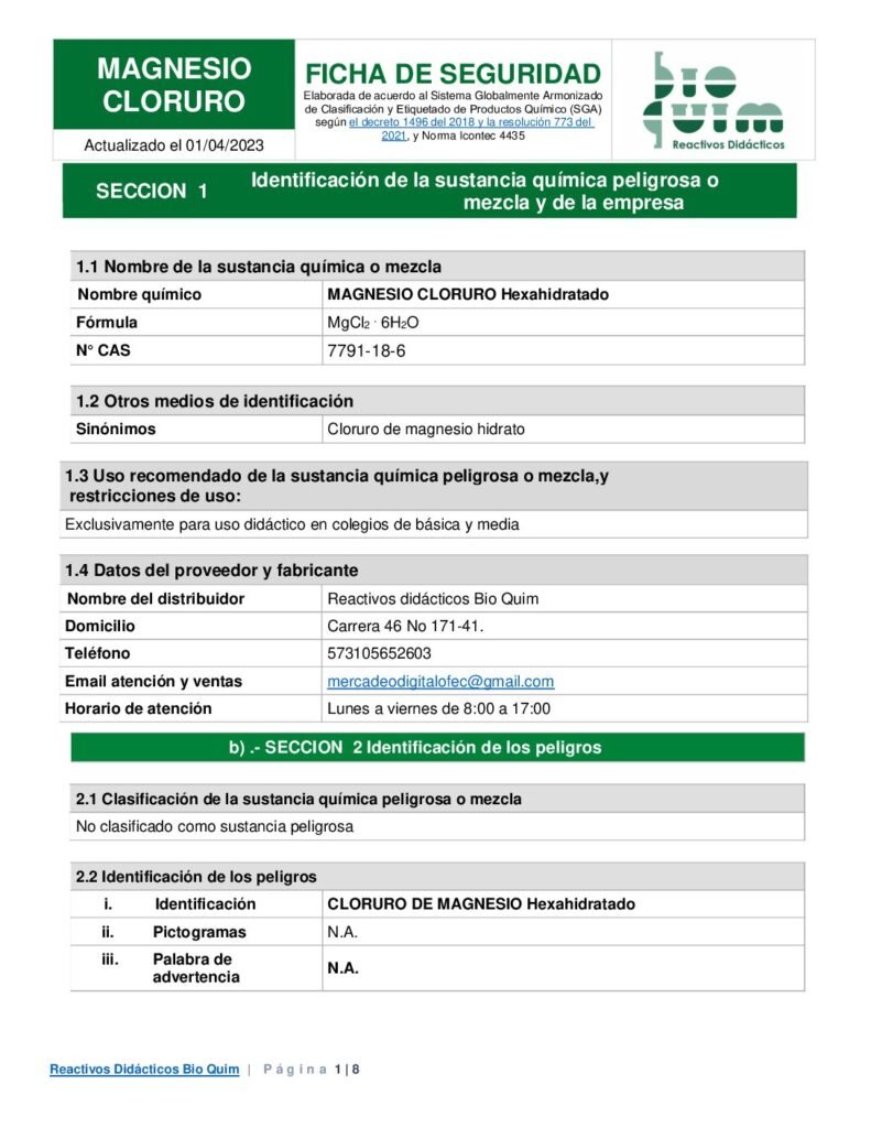 thumbnail of MAGNESIO CLORURO
