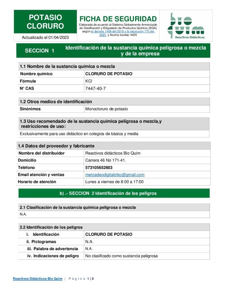 thumbnail of POTASIO CLORURO