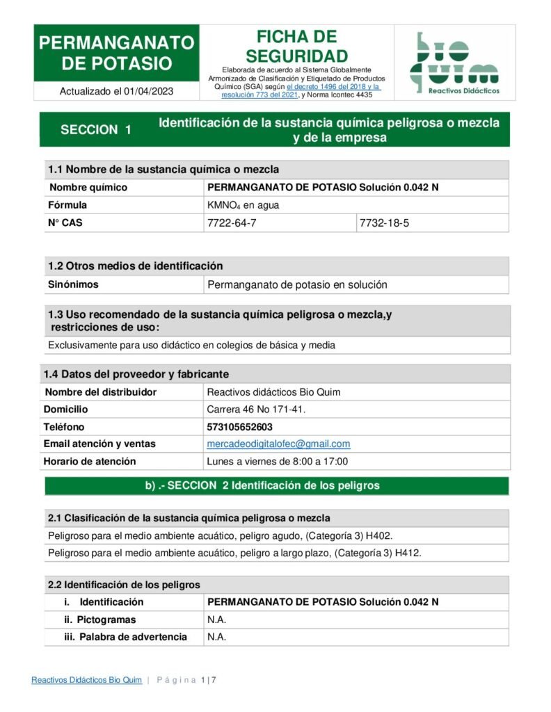 thumbnail of POTASIO PERMANGANATO SOLUCIÓN