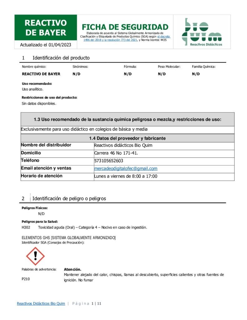 thumbnail of REACTIVO DE BAYER