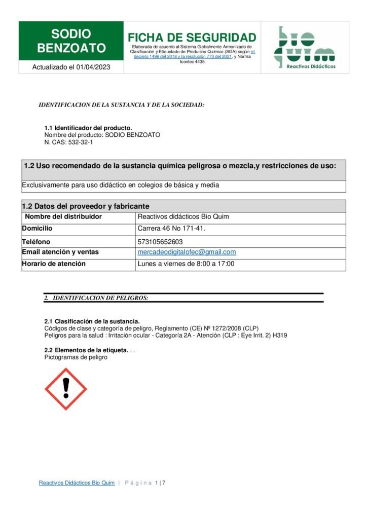 thumbnail of SODIO BENZOATO