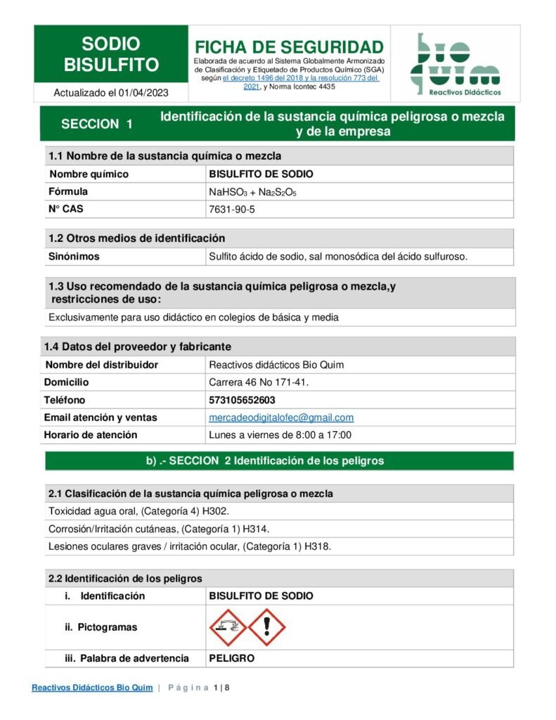 thumbnail of SODIO BISULFITO