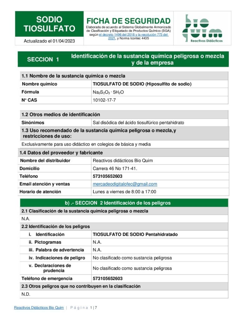 thumbnail of SODIO TIOSULFATO